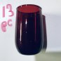 13 Drinking Glasses Red Royal Ruby Anchor Hocking Holiday Christmas Mid Century