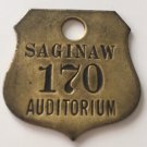 Saginaw Michigan Auditorium Very RARE Brass Seat # Tag 170 Historical Vintage