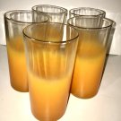 Vintage Blendo Glasses Mid Century West Virginia Orange Mist Gold Rim MCM 5 Pcs