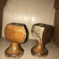 Rustic Candle Holders Primitive Wood Log Cabin Country Cottage Lodge Vintage 2pc