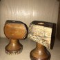 Rustic Candle Holders Primitive Wood Log Cabin Country Cottage Lodge Vintage 2pc