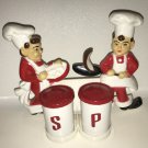 Vintage Salt Pepper Chef Cooks Red Tremax Mid Century Wall Holder Retro Kitsch