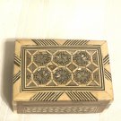 Vintage Box Marquetry Mother Of Pearl Wood Jewelry Memory Balkan Ethnic Tourist