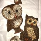 Vintage Owl MCM 1970s Home Interior HOMCO Birds Country Farm Cabin Rustic 4piece