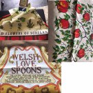 3 Vintage Tea Towels Irish Linen Cotton Welsh Luv Spoons Scottish Flowers Apples