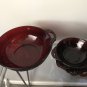 Ruby Red Glass CORONATION Serving Berry Bowls Set 6pc Vintage Mid Century Dining