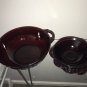 Ruby Red Glass CORONATION Serving Berry Bowls Set 6pc Vintage Mid Century Dining