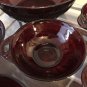 Ruby Red Glass CORONATION Serving Berry Bowls Set 6pc Vintage Mid Century Dining