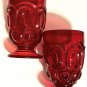 Vintage Moon & Stars Ruby Red LG Wright #44-41 Footed Tumbler Juice 2 pc Perfect