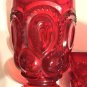 Vintage Moon & Stars Ruby Red LG Wright #44-41 Footed Tumbler Juice 2 pc Perfect