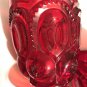Vintage Moon & Stars Ruby Red LG Wright #44-41 Footed Tumbler Juice 2 pc Perfect