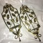 2 Candle Holder Wall Sconce Gold Metal Flower Leaf Cottage Farm House Chic Vtg