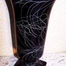 Vintage Gilner Vase Chromoveil Pottery Spiderweb String Drizzle Black RARE Aqua