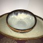 Set 2 Pc Hand Made Netzi Tonala Stoneware Pottery Tray & Bowl Mexico Chips Salsa