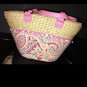 Vera Bradley Straw Fabric Beach Bag Tote Cruise Pink Melon Cruise Large RETIRED