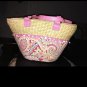 Vera Bradley Straw Fabric Beach Bag Tote Cruise Pink Melon Cruise Large RETIRED