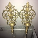 2 Metal Candle Holders Brass Vintage Hollywood Regency Florentine Romantic Chic