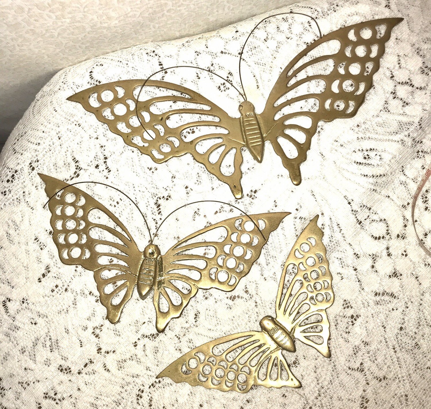 MCM Butterfly Decor Home Interior HOMCO Brass Metal Vintage Butterflies DIY 3pc