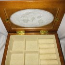 Vintage Wooden Jewelry Box Etched Glass Top Small Romantic Chic DIY Stencil Art