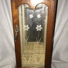 Vintage Wood Jewelry Box Etched Glass Daisies Rotating Necklace Mirror Romantic