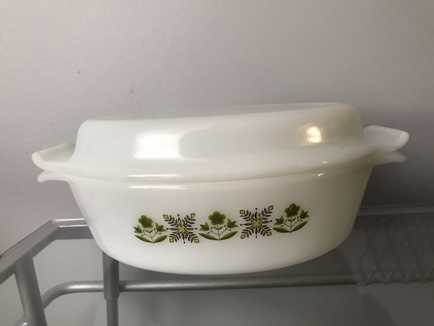 Anchor Hocking Fire King 1.5 Quart Casserole Dish #433 Meadow Green Oval Cooking