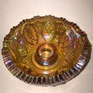 RARE LE Smith Candle Holder McKee Mold Vintage Amber Carnival Glass Glentec L@@K