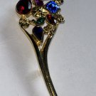 Vintage 80s Brooch Jewel Tone Crystal Rhinestones Mogul Royal MOD RUNWAY Pin SEE