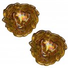2 MCM Carnival Glass Indiana Loganberry Amber Marigold Candy Dish Nut Bowl 7"