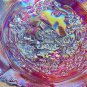 Vtg L E Smith Ruby Carnival Glass Iridescent Aurora Finish Ruffled Windmill Bowl