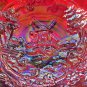 Vtg L E Smith Ruby Carnival Glass Iridescent Aurora Finish Ruffled Windmill Bowl