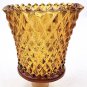 2 VTG MCM Amber Diamond Point Glass Votive Peg Candle Holders w Grommets