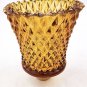 2 VTG MCM Amber Diamond Point Glass Votive Peg Candle Holders w Grommets