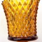2 VTG MCM Amber Diamond Point Glass Votive Peg Candle Holders w Grommets