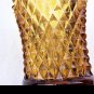 2 VTG MCM Amber Diamond Point Glass Votive Peg Candle Holders w Grommets