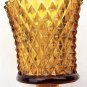 2 VTG MCM Amber Diamond Point Glass Votive Peg Candle Holders w Grommets