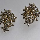 Vintage 80s Earrings Runway Glam Rhinestone Stars Layers Clip Sparkle Patriotic
