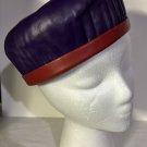 Vintage Real Leather Beret Hat Purple Red Designer Sweeney Chic Vogue ish Coutur