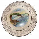 Antique Vintage Souvenir Plate General View Niagara Falls 1940s Fancy Gold Edge