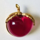 SARAH COVENTRY Apple Jelly Pin Burgundy Pink Lucite MCM Jewelry Teacher Gift SEE