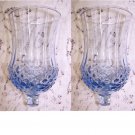 2 Votive Candle Holder Peg Ice Blue Cathedral Diamond HOMCO Regency Chic RARE