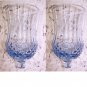 2 Votive Candle Holder Peg Ice Blue Cathedral Diamond HOMCO Regency Chic RARE
