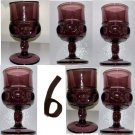 6 Kings Crown Purple Wine Goblets Colony Indiana Amethyst Plum Vintage Stunning