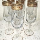 Wine Glasses Retro Wedding Elegant Gold Trim Regency Romantic Chic Vintage 6 Pcs