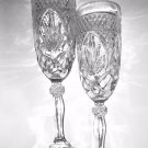 Retro Wedding Toast Glasses Elegant Vintage Crystal Design Flute Romantic 2 pcs
