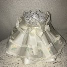 Vintage Ruffled Lampshade Plastic w LACE FABRIC Ribbon Romantic Chic Vanity Bed