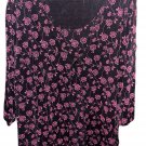 Cardigan Cami Top Combo Pink Roses on Black Romantic Chic Plus 58” Bust 4X / 5X