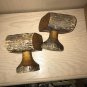 Primitive Wood Candle Holders Rustic Log Cabin Colonial Vintage Handmade 2pc