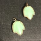 2 Crown Trifari Tulip Dangle For Repair Jadeite Green Glass Jewelry RARE Find