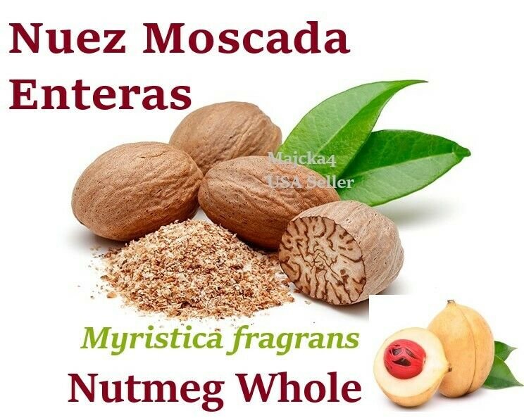 Nuez Moscada Entera 3 oz Hierbas NUTMEG whole Myristica fragrans  3 oz