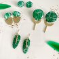 Green marble jade clay earrings